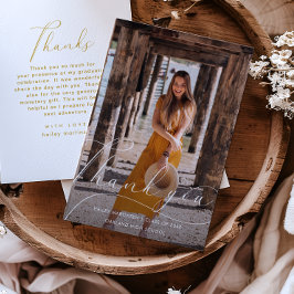 スクリプエレガントト写真卒業ありがとうホワイト 招待状