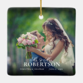 スクリプエレガントト写真新婚クリスマス セラミックオーナメント (裏面)