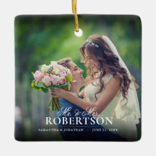 スクリプエレガントト写真新婚クリスマス セラミックオーナメント