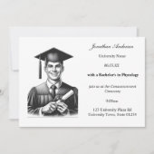 スクリプエレガントト写真白黒卒業 案内状 (正面)