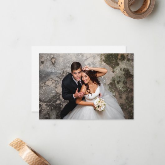 スクリプエレガントト写真結婚のフラット ノートカード (正面/裏面インサイチュ)