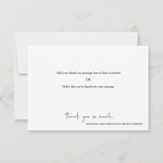 スクリプエレガントト写真結婚のフラット ノートカード (裏面)