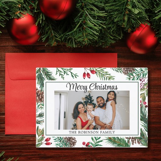 スクリプエレガントト写真赤メリークリスマス シーズンカード