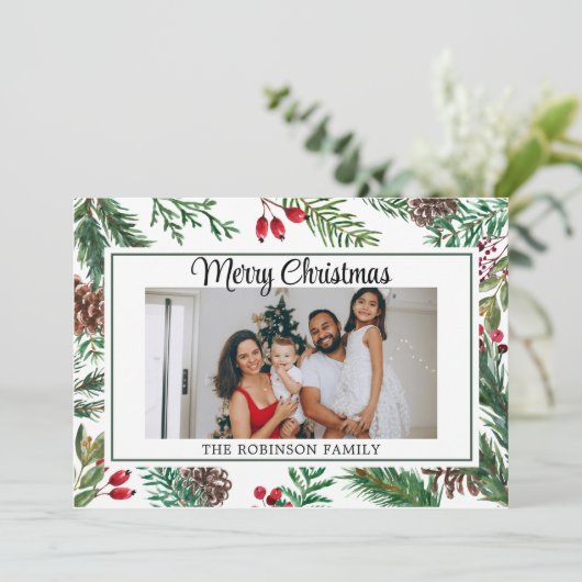 スクリプエレガントト写真赤メリークリスマス シーズンカード (スタンド正面)