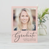 スクリプエレガントト写真赤面ピンク卒業 案内状 (スタンド正面)