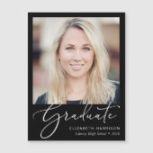 スクリプエレガントト写真黒卒業マグネット マグネット招待状 (正面)
