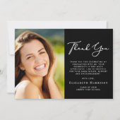 スクリプエレガントト写真黒卒業 サンキューカード (正面)