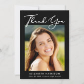 スクリプエレガントト写真黒卒業 サンキューカード (正面)