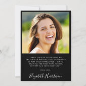 スクリプエレガントト写真黒卒業 サンキューカード (裏面)