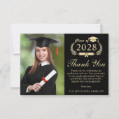 スクリプエレガントト写真黒金ゴールド卒業 サンキューカード (正面)