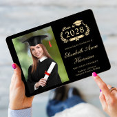 スクリプエレガントト写真黒金ゴールド大学卒業 案内状