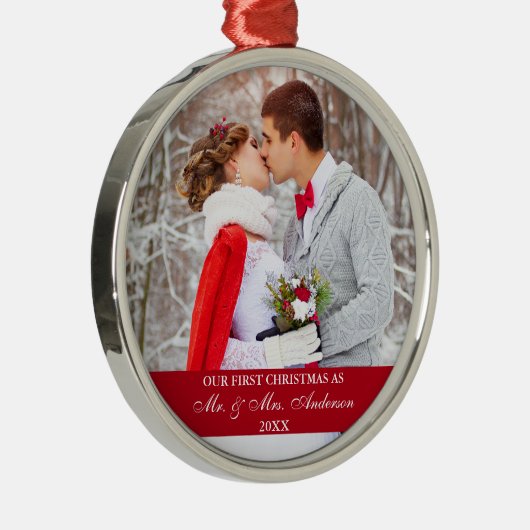 スクリプエレガントト初めてのクリスマス赤 メタルオーナメント (右)