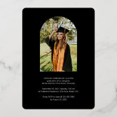 スクリプエレガントト卒業パーティーアーチフォトシルバー 箔招待状 (裏面)