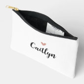 スクリプエレガントト名とバラ金ゴールドハート アクセサリーポーチ (見開き)