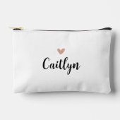 スクリプエレガントト名とバラ金ゴールドハート アクセサリーポーチ (正面)