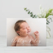 スクリプエレガントト名モダン2枚のフォト誕生 案内状 (スタンド正面)