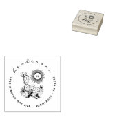 スクリプエレガントト咲きサボテン太陽差出人住所 ラバースタンプ (押印)