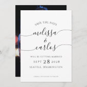 スクリプエレガントト婚約写真シンプル救The Da セーブザデート (正面/裏面)