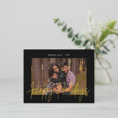 スクリプエレガントト実在・ホイル・ホリデー・フォト・ハガキ 箔招待状ポストカード (立ち正面)