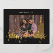 スクリプエレガントト実在・ホイル・ホリデー・フォト・ハガキ 箔招待状ポストカード (正面)