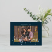 スクリプエレガントト実在・ホイル・ホリデー・フォト・ハガキ 箔招待状ポストカード (立ち正面)