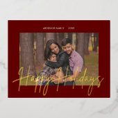 スクリプエレガントト実在・ホイル・ホリデー・フォト・ハガキ 箔招待状ポストカード (正面)