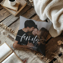 スクリプエレガントト家族の写真ピロー クッション