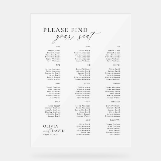 スクリプエレガントト席のアクリル結婚サインを見つける アクリルサイン (正面)