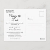 スクリプエレガントト延期された写真の日付の変更 ポストカード (裏面)