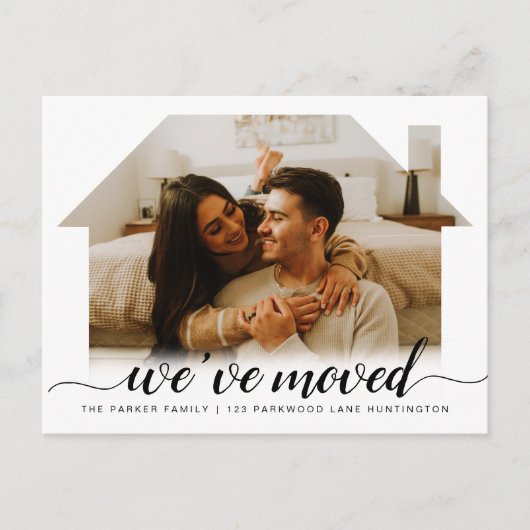 スクリプエレガントト引っ越しました新しいホームフォト移動 案内ポストカード (正面)