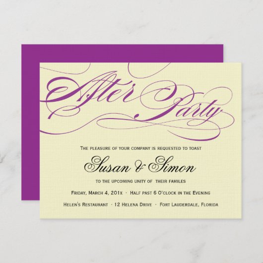 スクリプエレガントト後のパーティの招待状 エンクロージャーカード (正面/裏面)