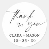スクリプエレガントト感謝ハート結婚式の引き出物 ラウンドシール (正面)