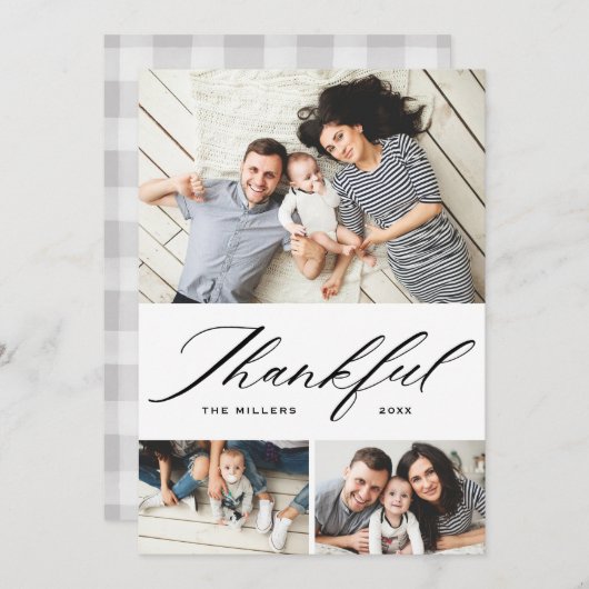 スクリプエレガントト感謝フォトコラージュ感謝の気持ち シーズンカード (正面/裏面)