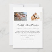 スクリプエレガントト新生児告知フォトカード 招待状 (裏面)