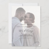 スクリプエレガントト暗い写真の前後結婚の 招待状 (正面)