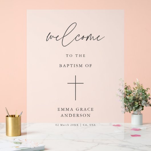 スクリプエレガントト曇り洗礼へようこそ アクリルサイン (ウェディング)