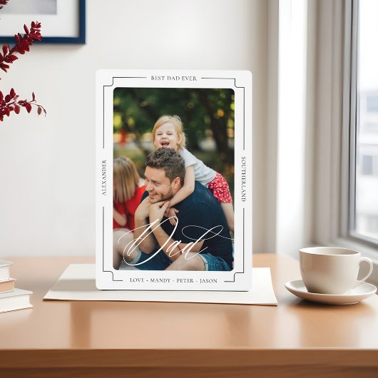 スクリプエレガントト最高のパパエバーカスタムフォトキープサケ フォトプラーク