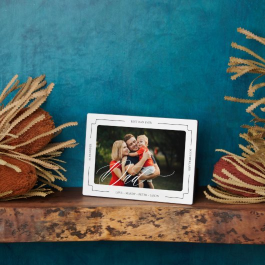 スクリプエレガントト最高のパパエバーカスタムフォトキープサケ フォトプラーク (側面)