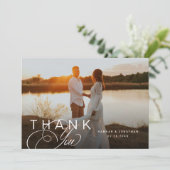 スクリプエレガントト横結婚の写真 サンキューカード (スタンド正面)