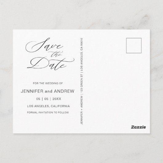 スクリプエレガントト水の色の洗い流し日付を保存 ポストカード (裏面)