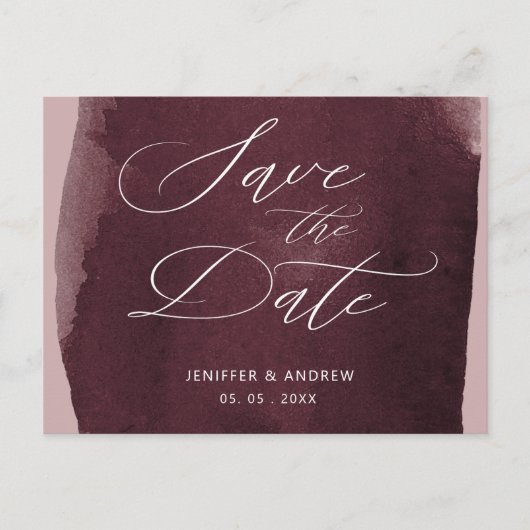 スクリプエレガントト水の色の洗い流し日付を保存 ポストカード (正面)