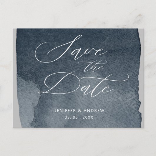 スクリプエレガントト水の色の洗い流し日付を保存 ポストカード (正面)