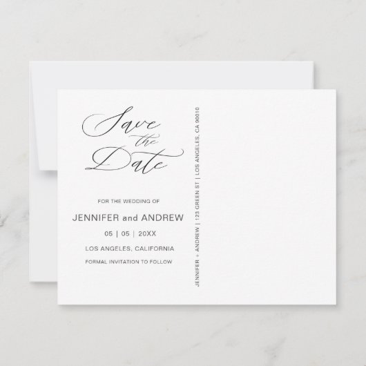 スクリプエレガントト水の色の洗い流し日付を保存 招待状 (裏面)