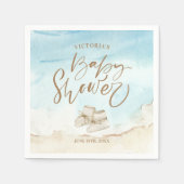 スクリプエレガントト水彩ビーチベビーシャワー スタンダードカクテルナプキン (正面)
