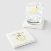 スクリプエレガントト水彩レモンズ結婚リモンチェロ ストーンコースター (横)