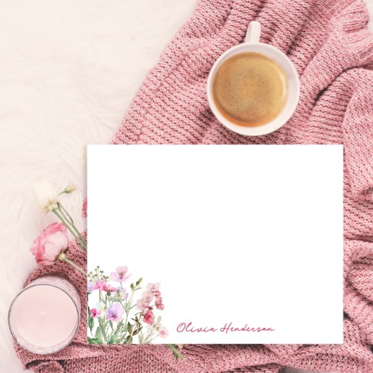 スクリプエレガントト水彩赤面ピンクフローラ ノートカード