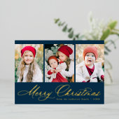 スクリプエレガントト海軍メリークリスマス3写真 箔シーズンカード (立ち正面)