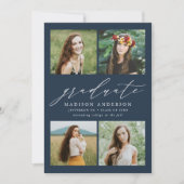 スクリプエレガントト海軍4写真卒業パーティー 招待状 (正面)