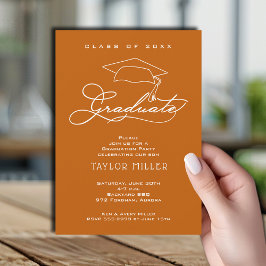 スクリプエレガントト燃えたオレンジの卒業 招待状