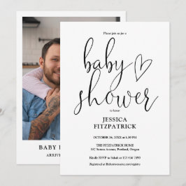 スクリプエレガントト男女兼用フォトベビーシャワー 招待状